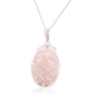 bG9jYWw6Ly9tZWRpYS9ITS84RC82MFIzMEMxRzZSVks4REhNL2QyMjNiMWNhLmpwZWc.jpg Swirl Wrapped Gemstone Necklace - Rose Quartz