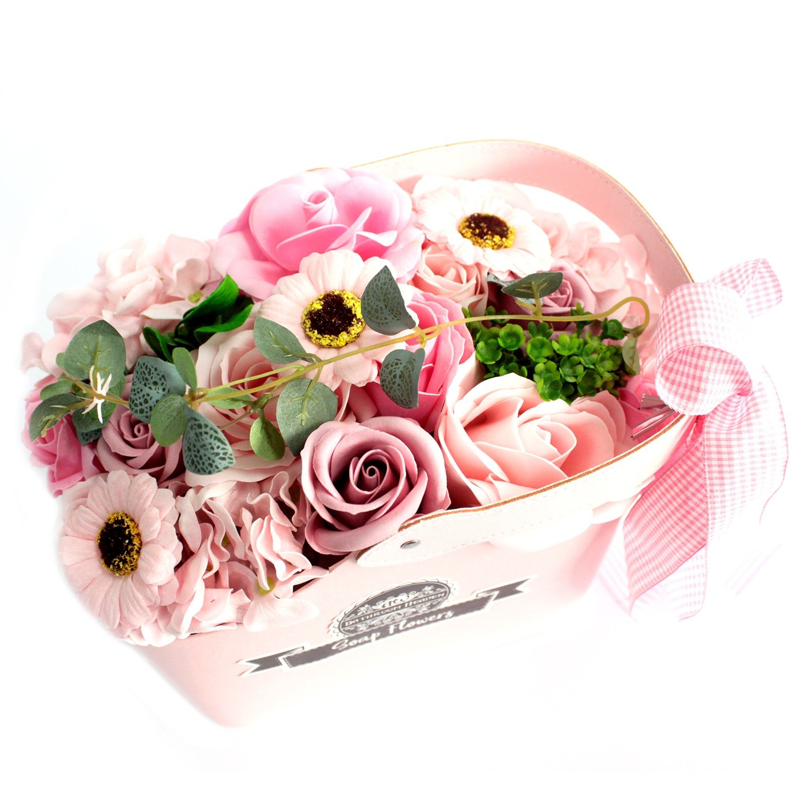 Basket Soap Flower Bouquet - Pink - Image 3