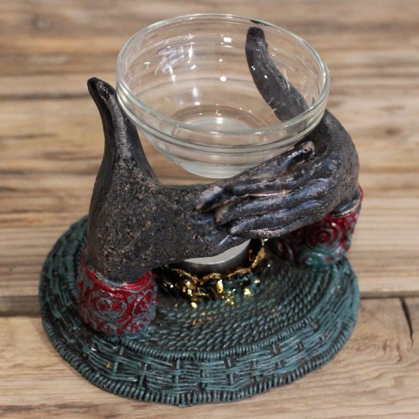 Antique Buddha - Offering Hands Oil Burner - Image 4