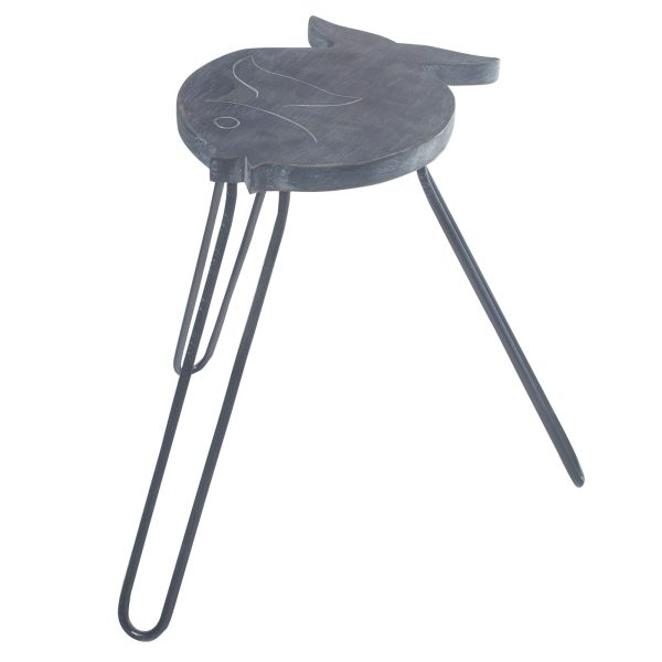 Albasia Wood Fish Stand - Greywash - Image 4