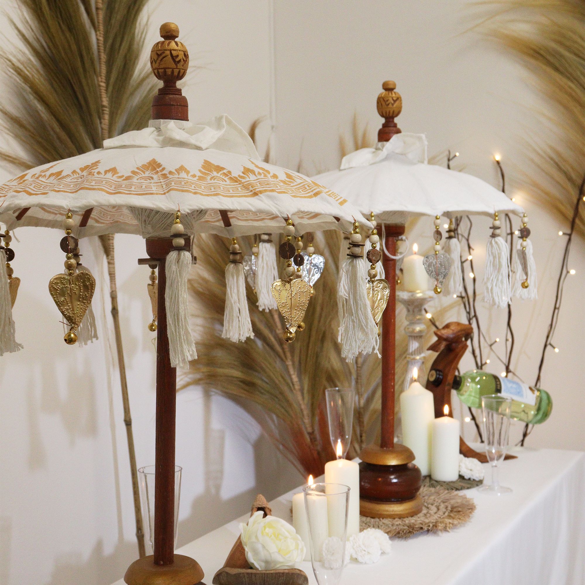 Bali Home Decor Parasol - Canvas - Gold Decor- 40cm - Image 3