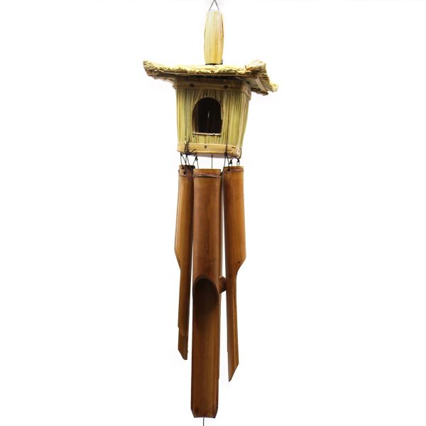 Square Seagrass Bird Box with Chimes 49x15cm - Image 2