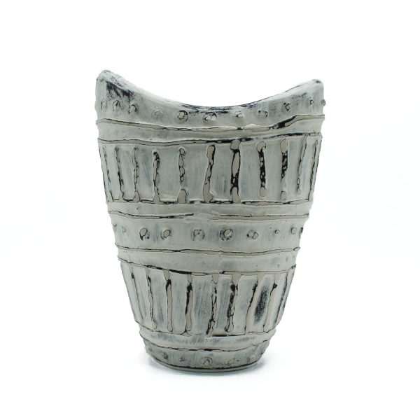 Wide Neck Shaped Vase - Cream 22cm - Image 3