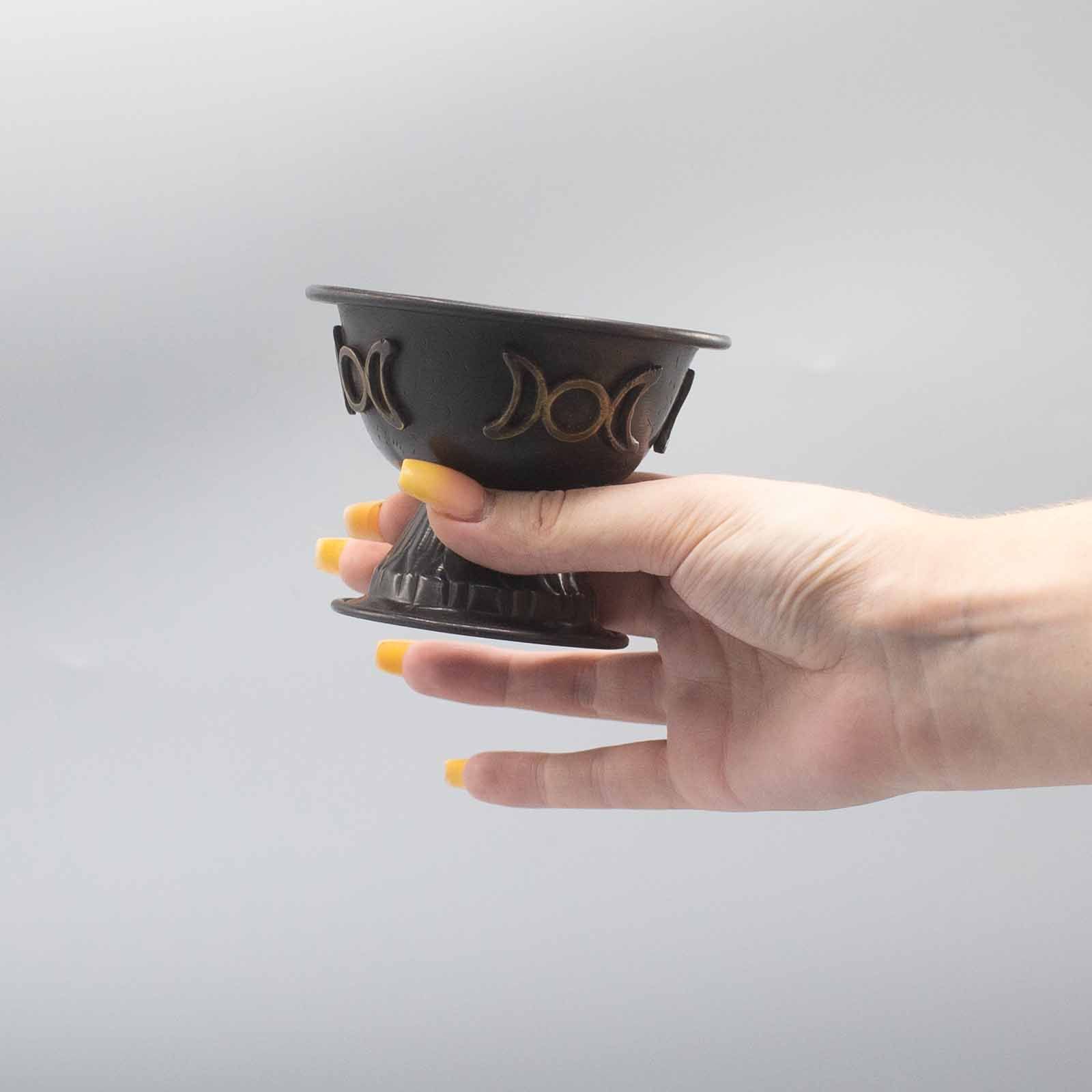 Antique Copper Ritual Chalice Triple Moon 10x8cm - Image 4