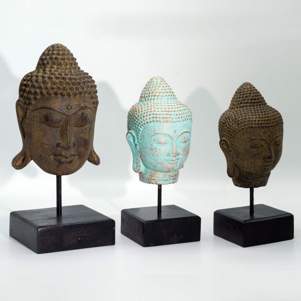 Stillness Buddha Head on Stand - Green Copper - Image 4