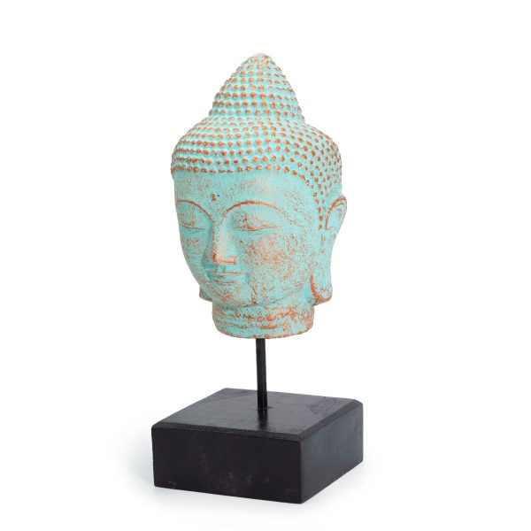 Stillness Buddha Head on Stand - Green Copper - Image 2