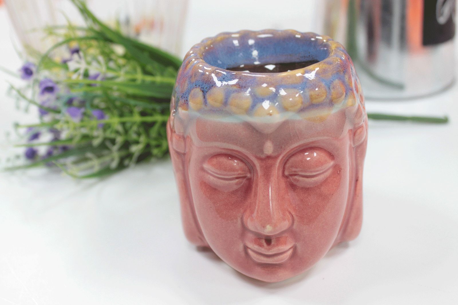 Buddha Oil Burner - Rose & Teal - Image 2