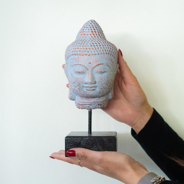 Stillness Buddha Head on Stand - Blue Copper - Image 2