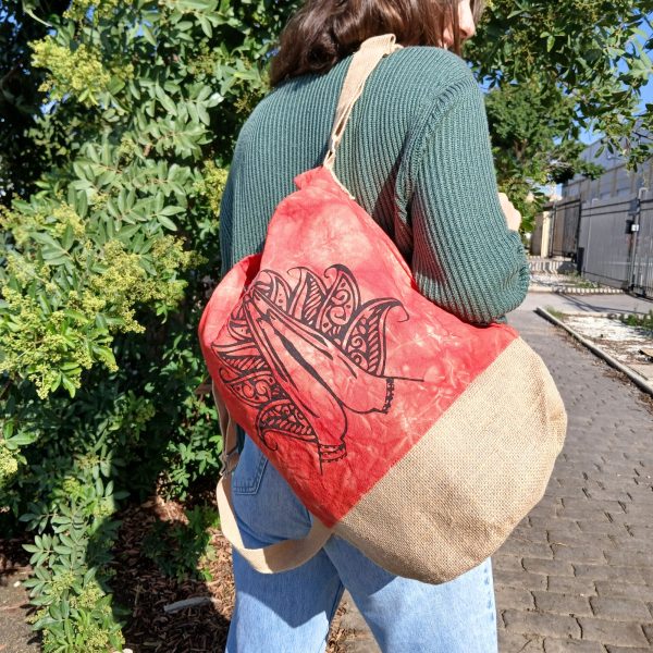 All Natural Backpack - Orange Stonewash - Namaste Hand - Image 3