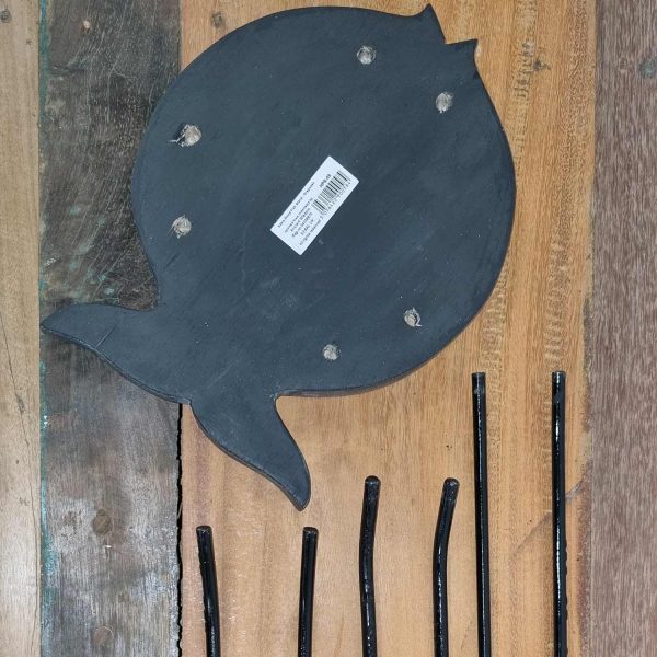 Albasia Wood Fish Stand - Greywash - Image 3