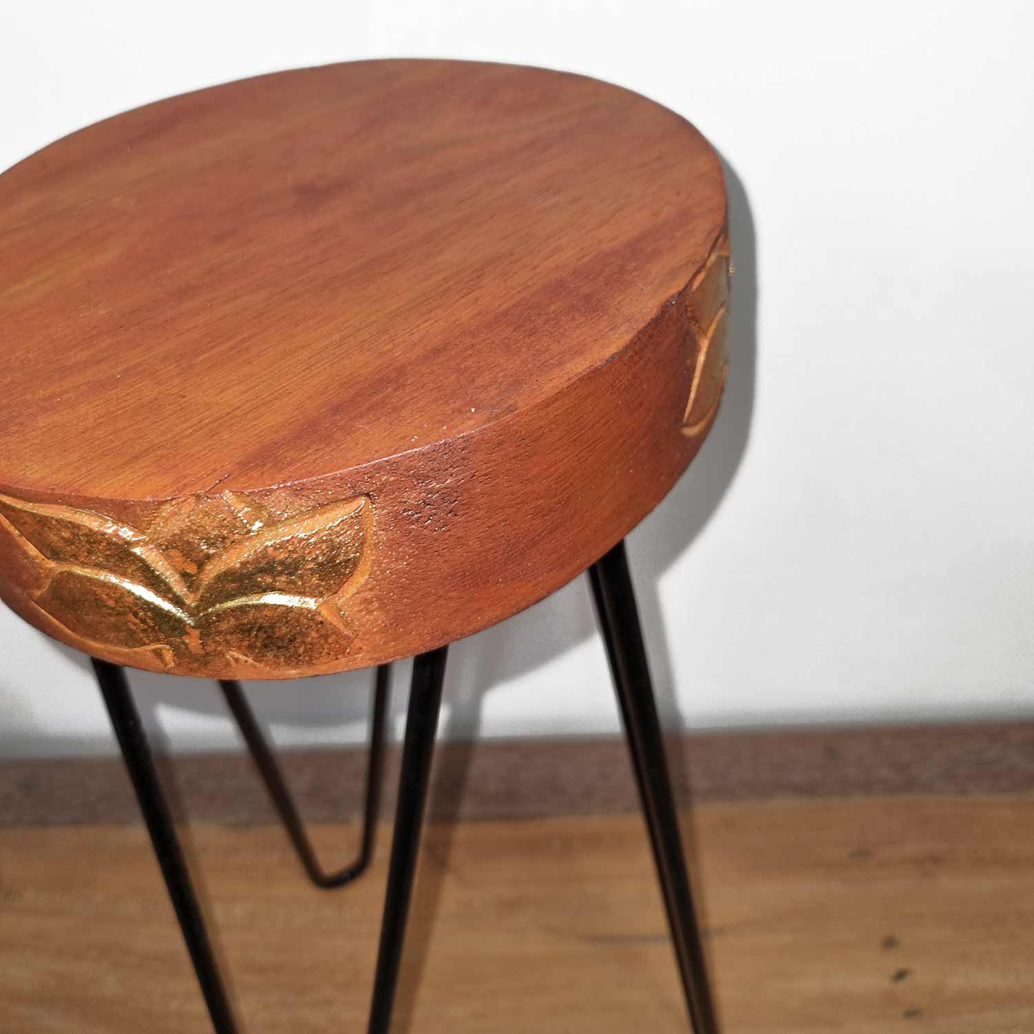 Albasia Wood Plant Stand - Terracotta & black detail - Image 2