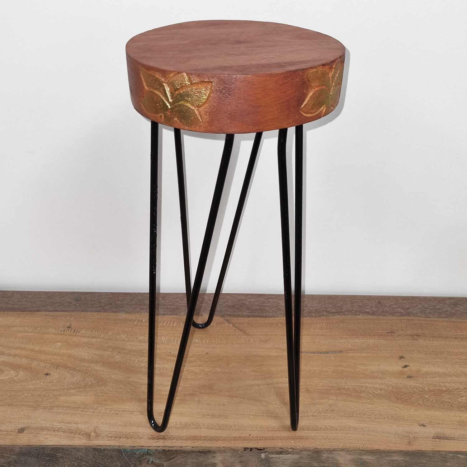 Albasia Wood Plant Stand - Terracotta & black detail - Image 3