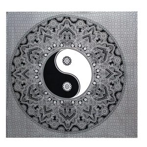 bG9jYWw6Ly9tZWRpYS9TUi9KQy82MFIzMEMxRzZNV0tKQ1NSL2U0YmJiOGQ4LmpwZWc.jpg B&W Double Cotton Bedspread + Wall Hanging - Ying yang